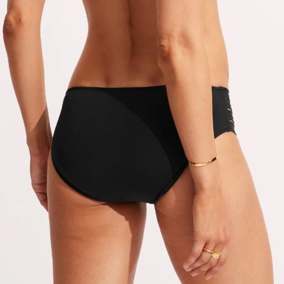 Seafolly Multi Strap Hipster Bottom in Black - Picture 2 of 8